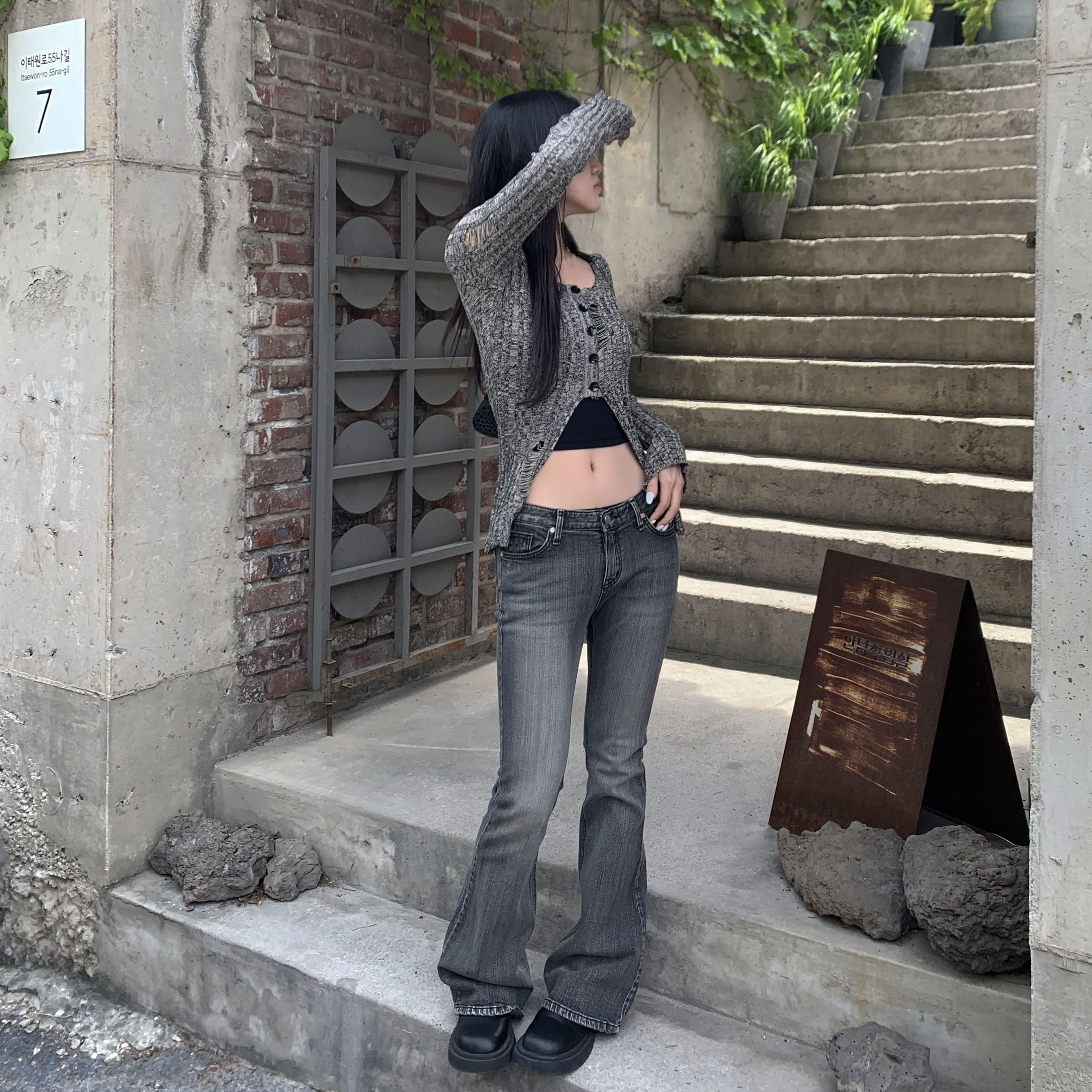 Slim boots cut washing jeans