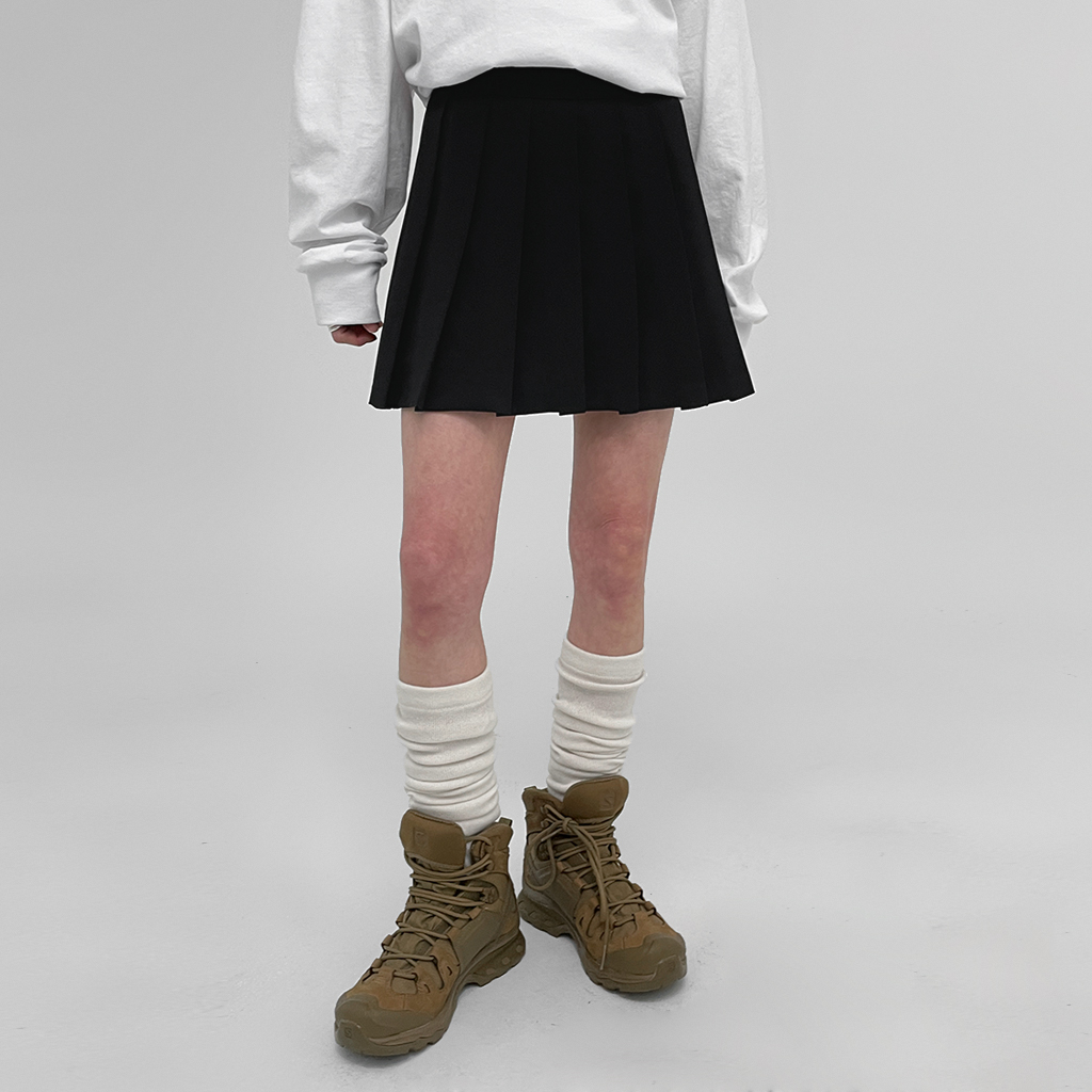 サイドジッパーミニプリーツスカート (2color) | ファッション