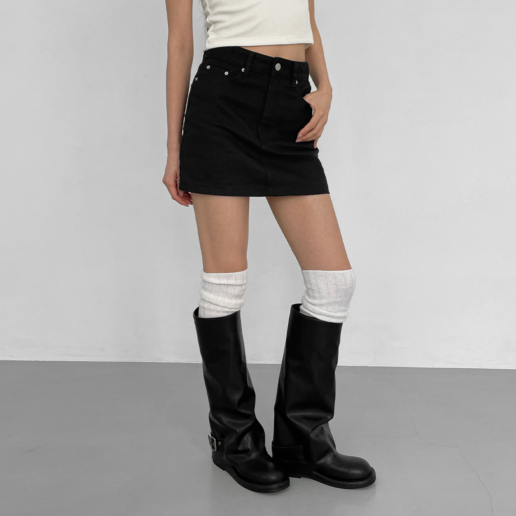 ★BLACKUP★ スカートパンツ 2COLORS セール】[MADE] コニードブーツカットレイヤードスカートパンツ