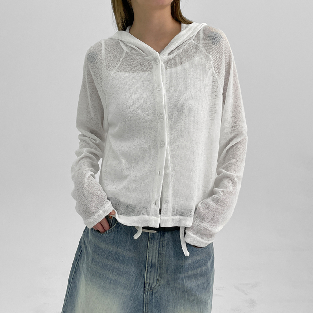 [original] ニティデンリネンニット紙フードカーディガン