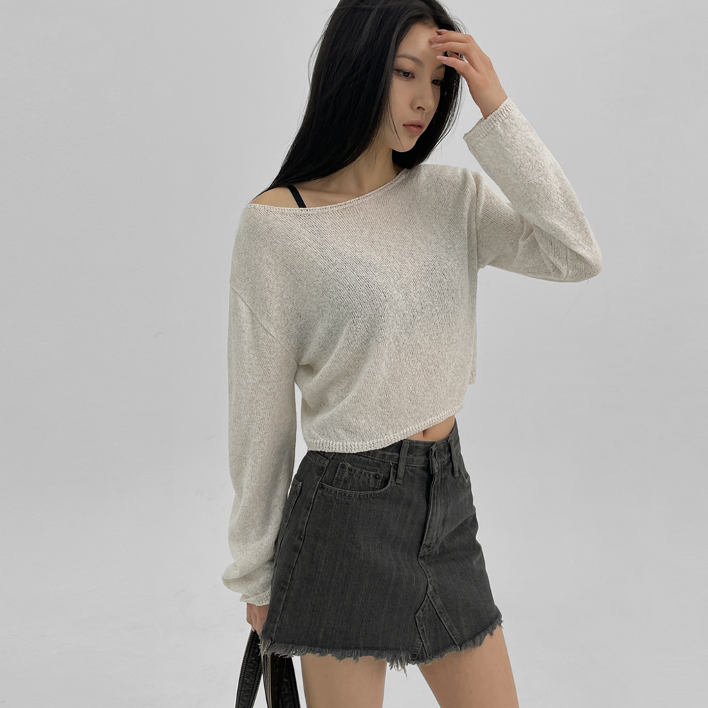 [original] ダナーヒルリネンクロップボートネックニット