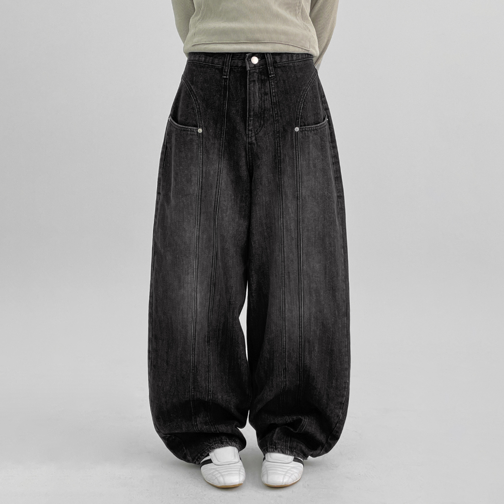 [original] シアン切開リベットバルーンデニムパンツ