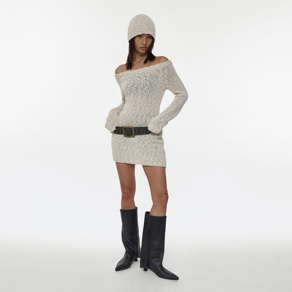 [original] エリアオフショルダーニットワンピース