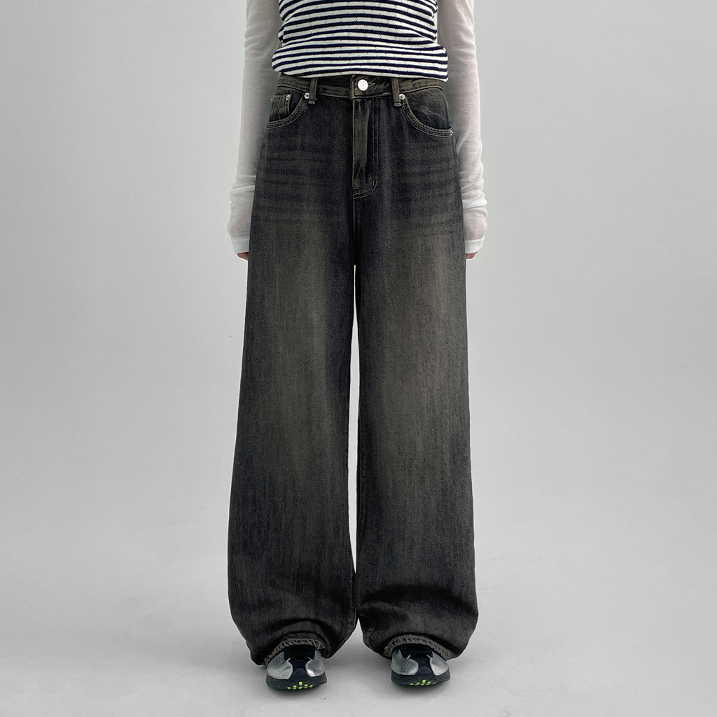 original] リサイクルウォッシュワイドデニムパンツ