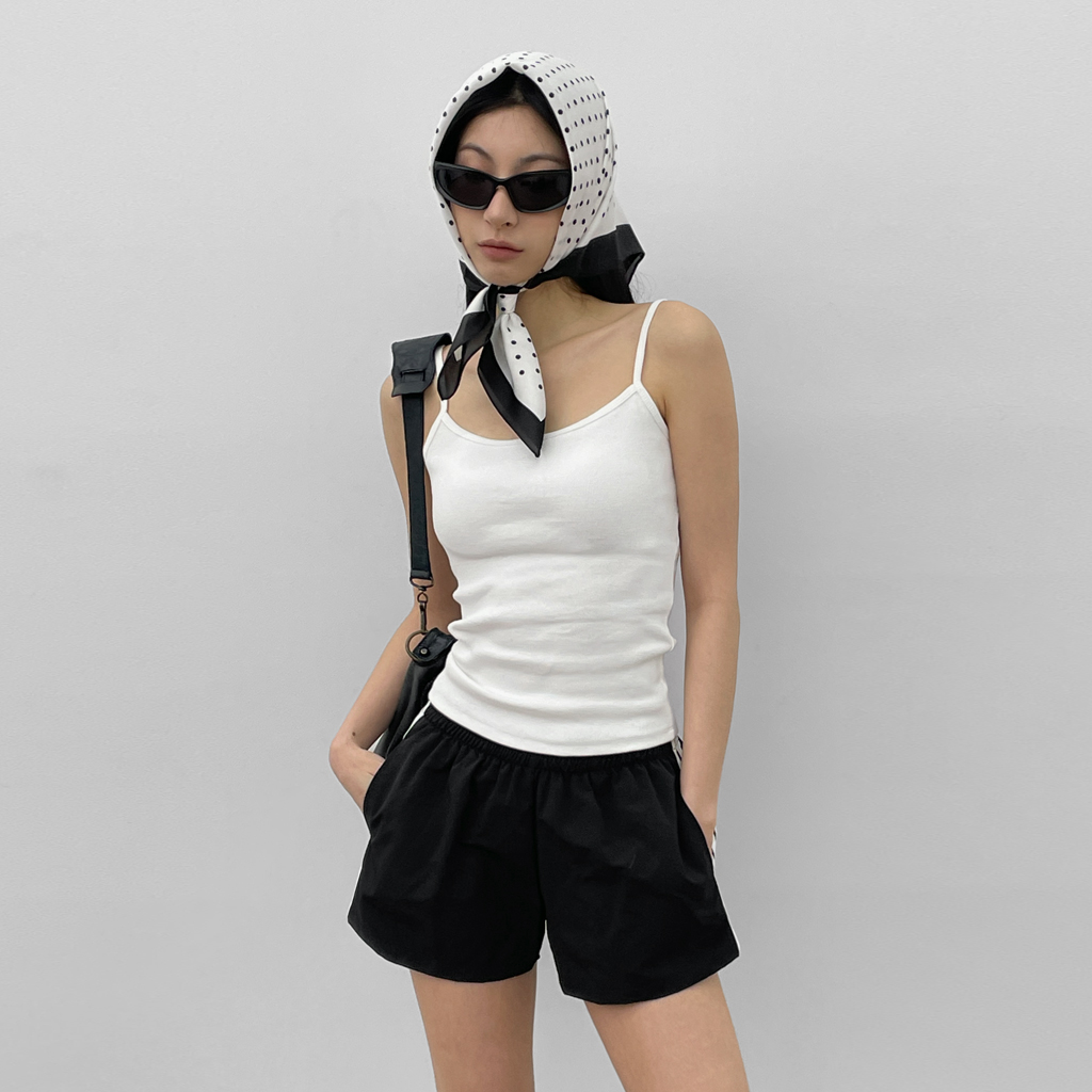 original] ピンキーストライプタートルネックTシャツ