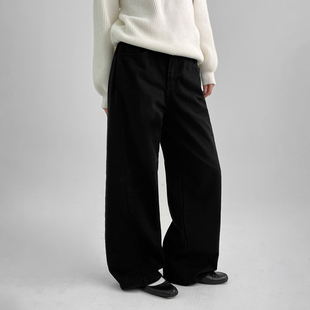 original] ポーリング折りたたみワイドコットンパンツ | ファッション