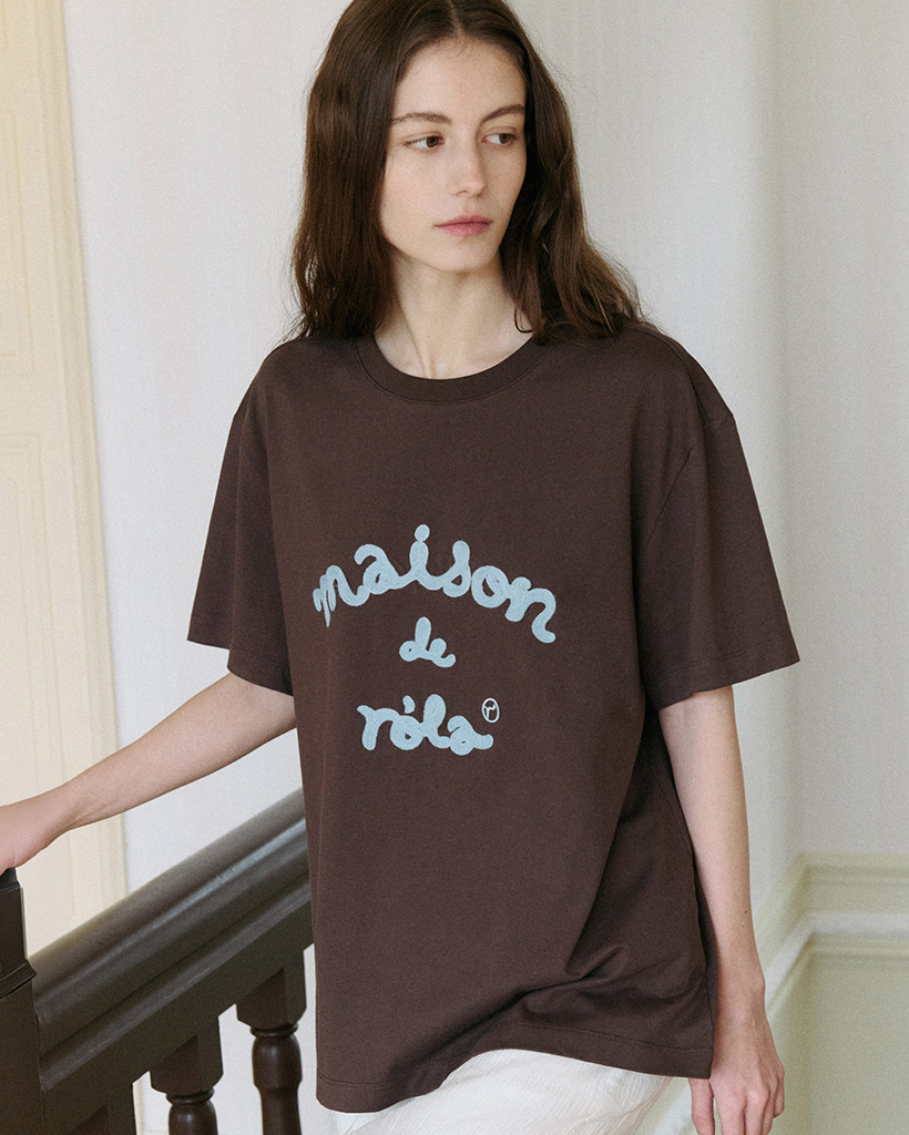 MAISON DE ROLA EMBROIDERY LOOSE FIT T-SHIRT BROWN