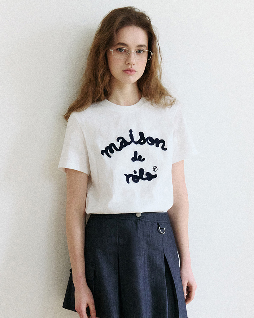 MAISON DE ROLA EMBROIDERY LOOSE FIT T-SHIRT BROWN