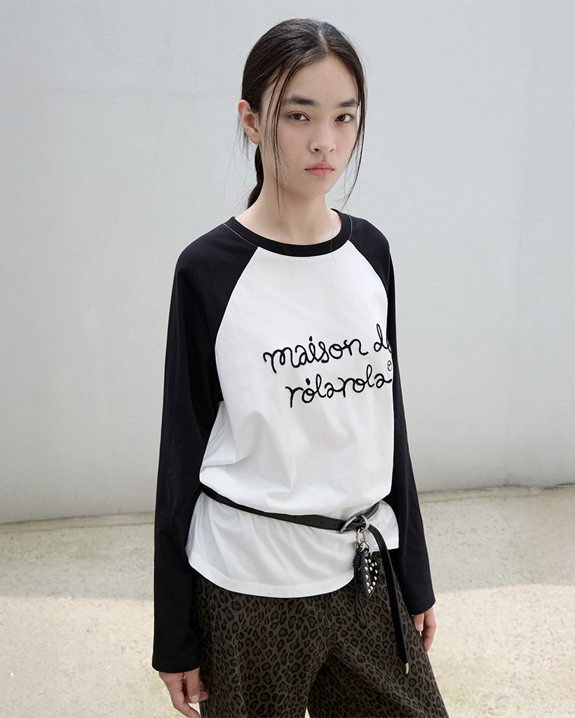 MAISON DE ROLA RAGLAN T-SHIRT WH+BK