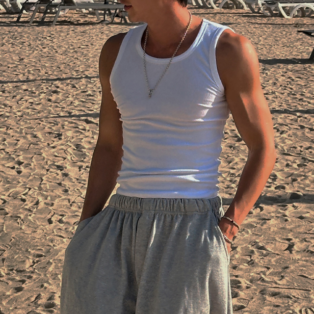 ベーシックスパンリブノースリーブ