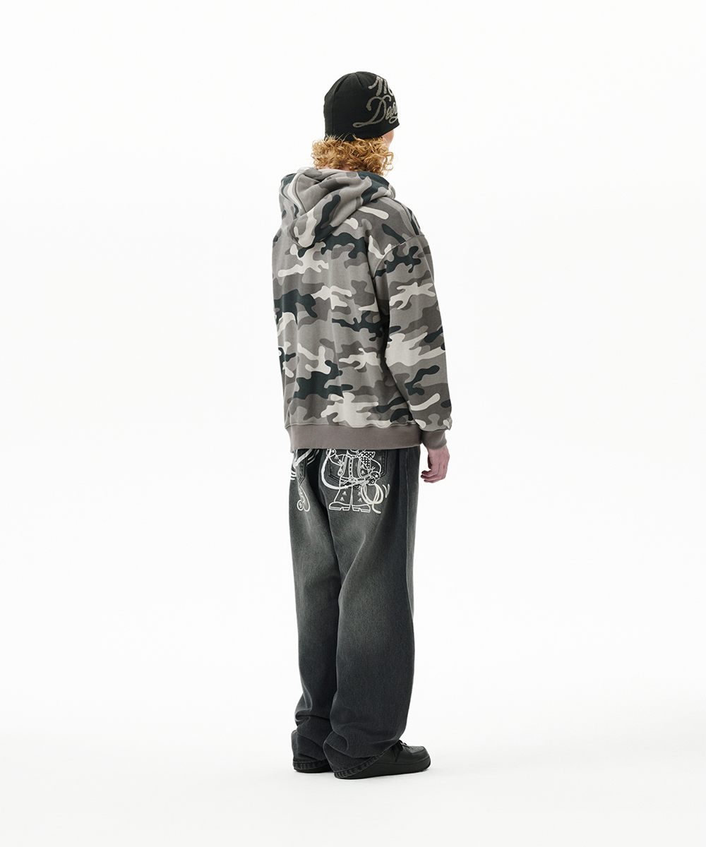 CAMO APPLIQUE HOOD ZIP UP[GREY] | ファッション通販サイト NUGU