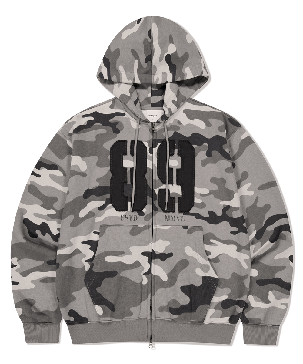 CAMO APPLIQUE HOOD ZIP UP[GREY] | ファッション通販サイト NUGU