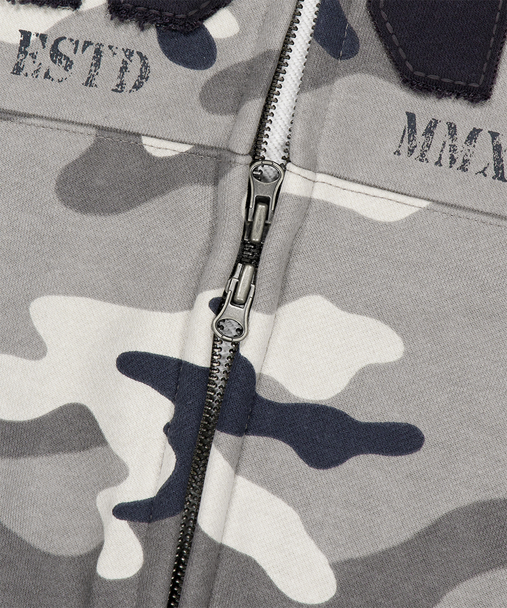 CAMO APPLIQUE HOOD ZIP UP[GREY] | ファッション通販サイト NUGU