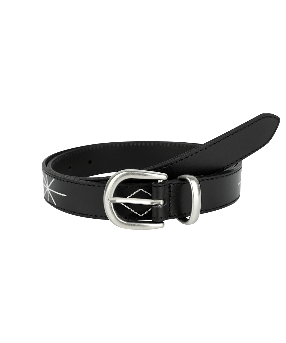 STITCH LEATHER BELT [BLACK]