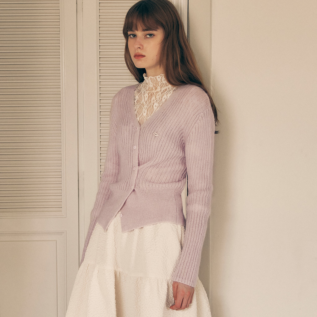 MOHAIR BLENDED ORGANZA FRILL CARDIGAN CREAM | ファッション