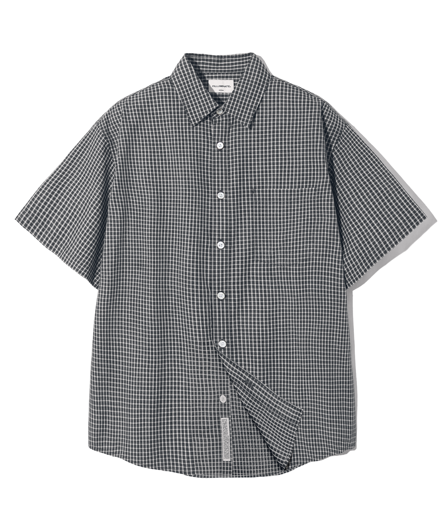 F.ILLUMINATEのReverse Point Check Half Shirt 全2色 Reverse Point Check Half Shrit-Black | ファッション通販