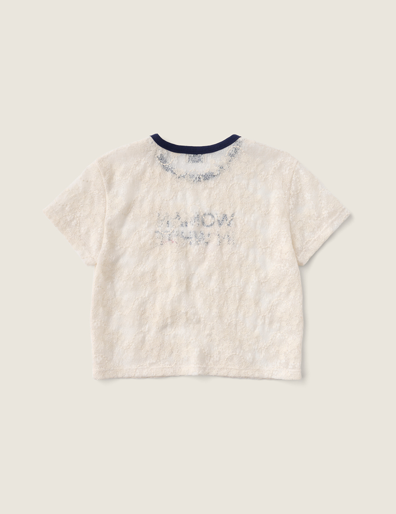 セミクロップド新作【SIENNE】Mademoiselle Lace T-shirt Mademoiselle Lace T-shirt (Cream) - sienne
