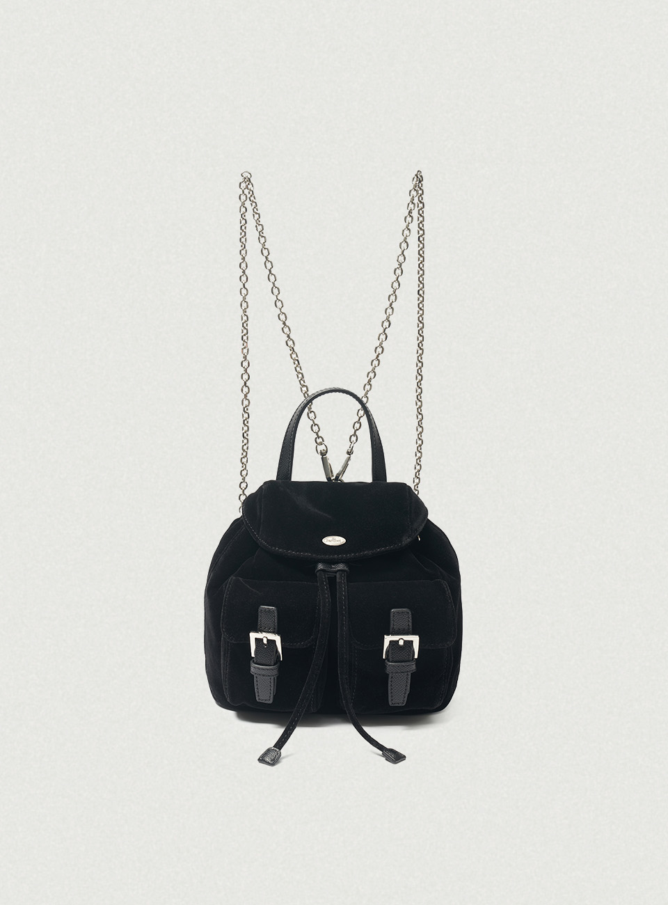 Mauve Velvet Chain Backpack_Black