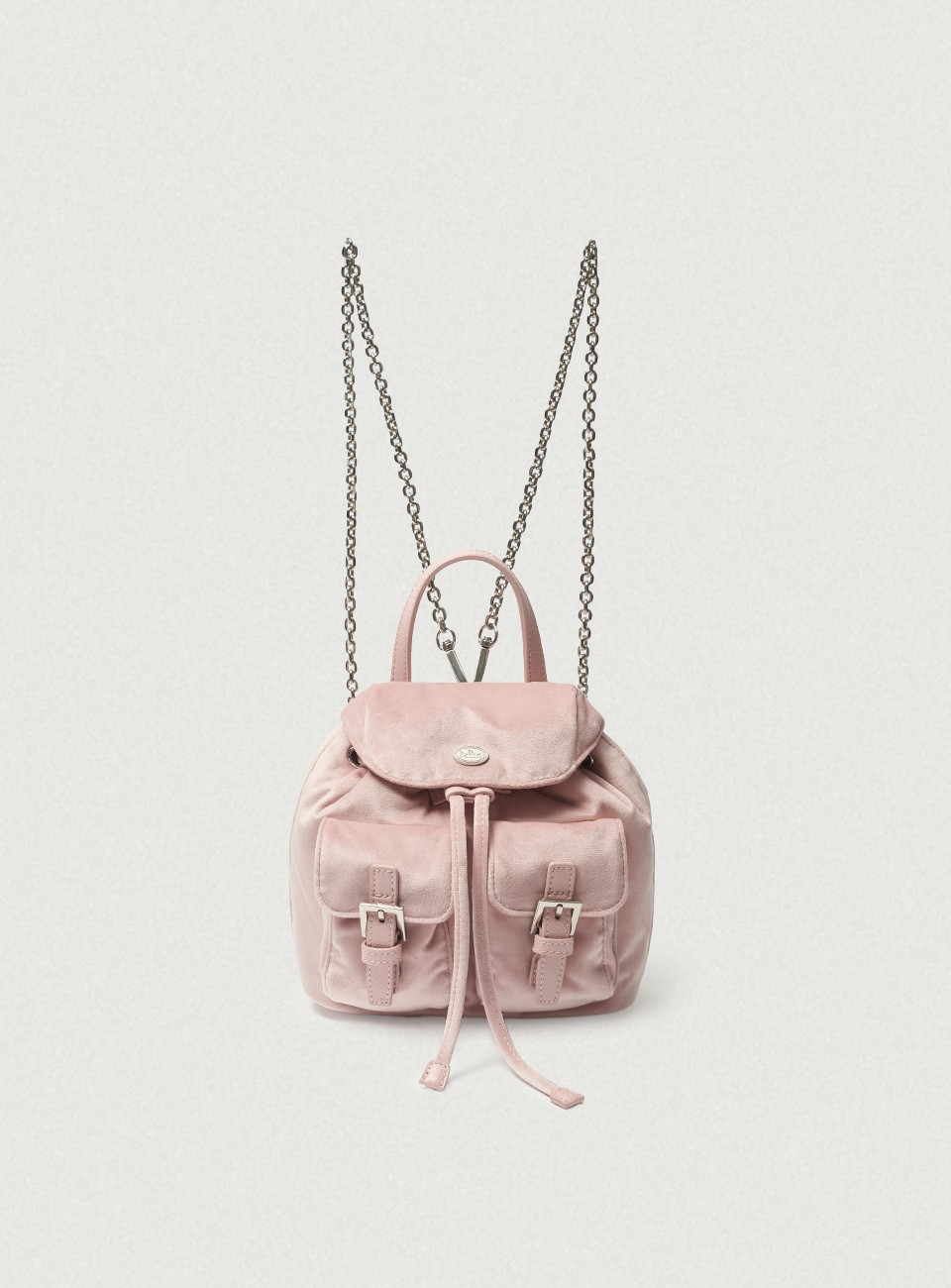 Mauve Velvet Chain Backpack_Light Pink