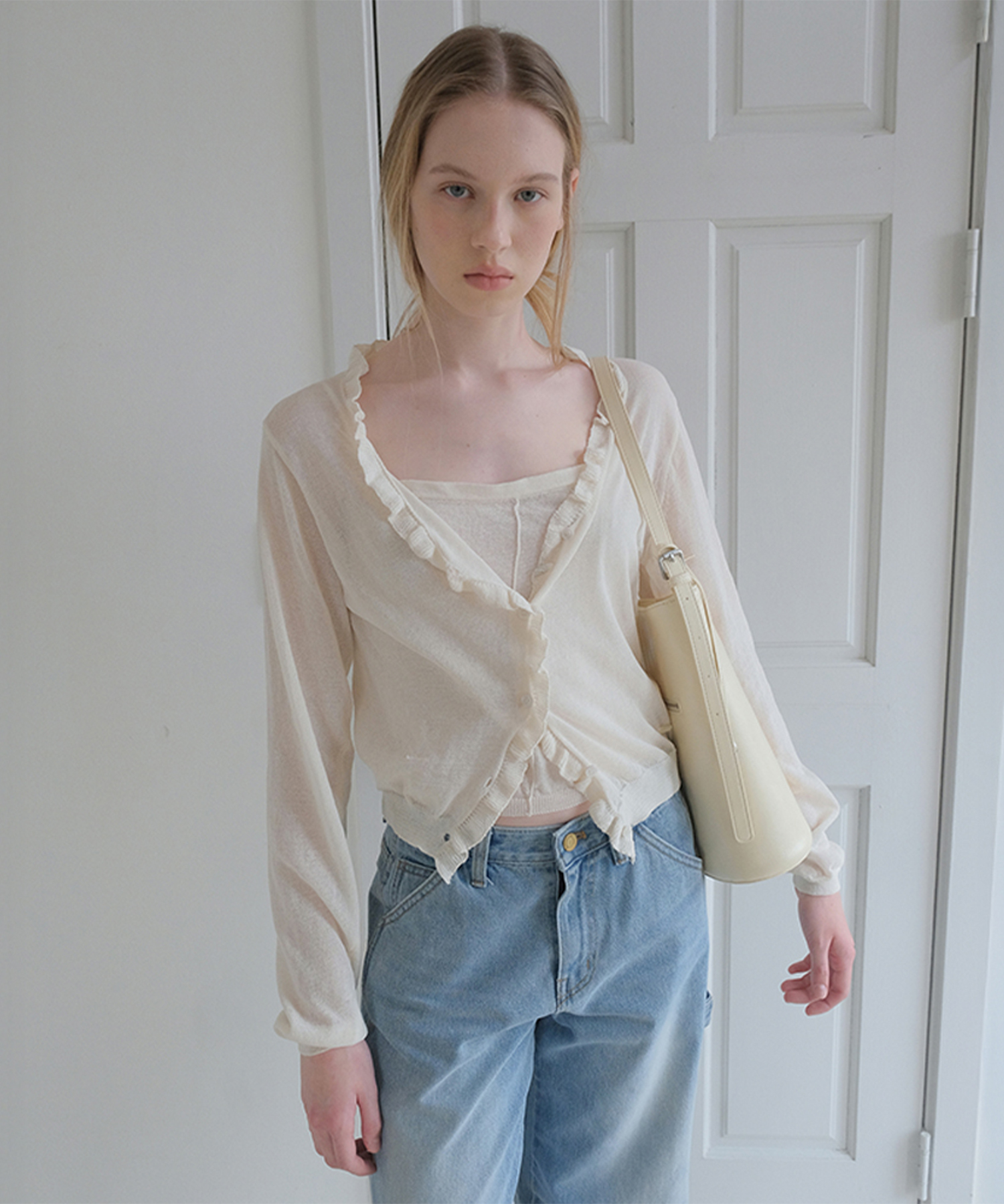 Mew Frill Cardigan Set - Ivory