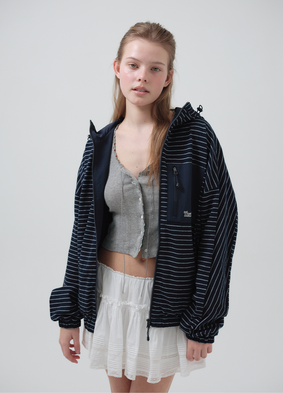 Milo Stripe Hooded Jacket_Navy