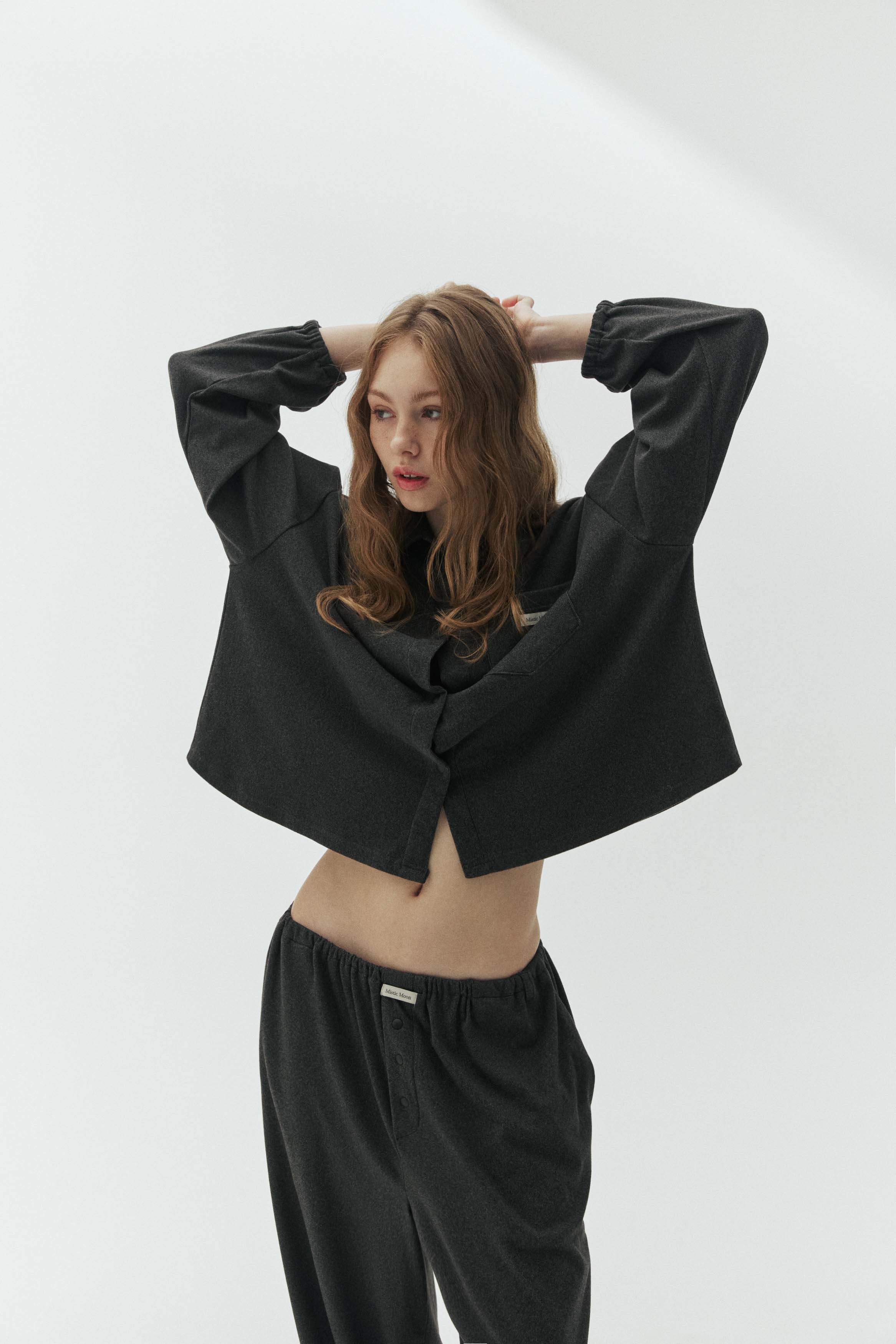 (Unisex) cozy moon pajama shirts (black)