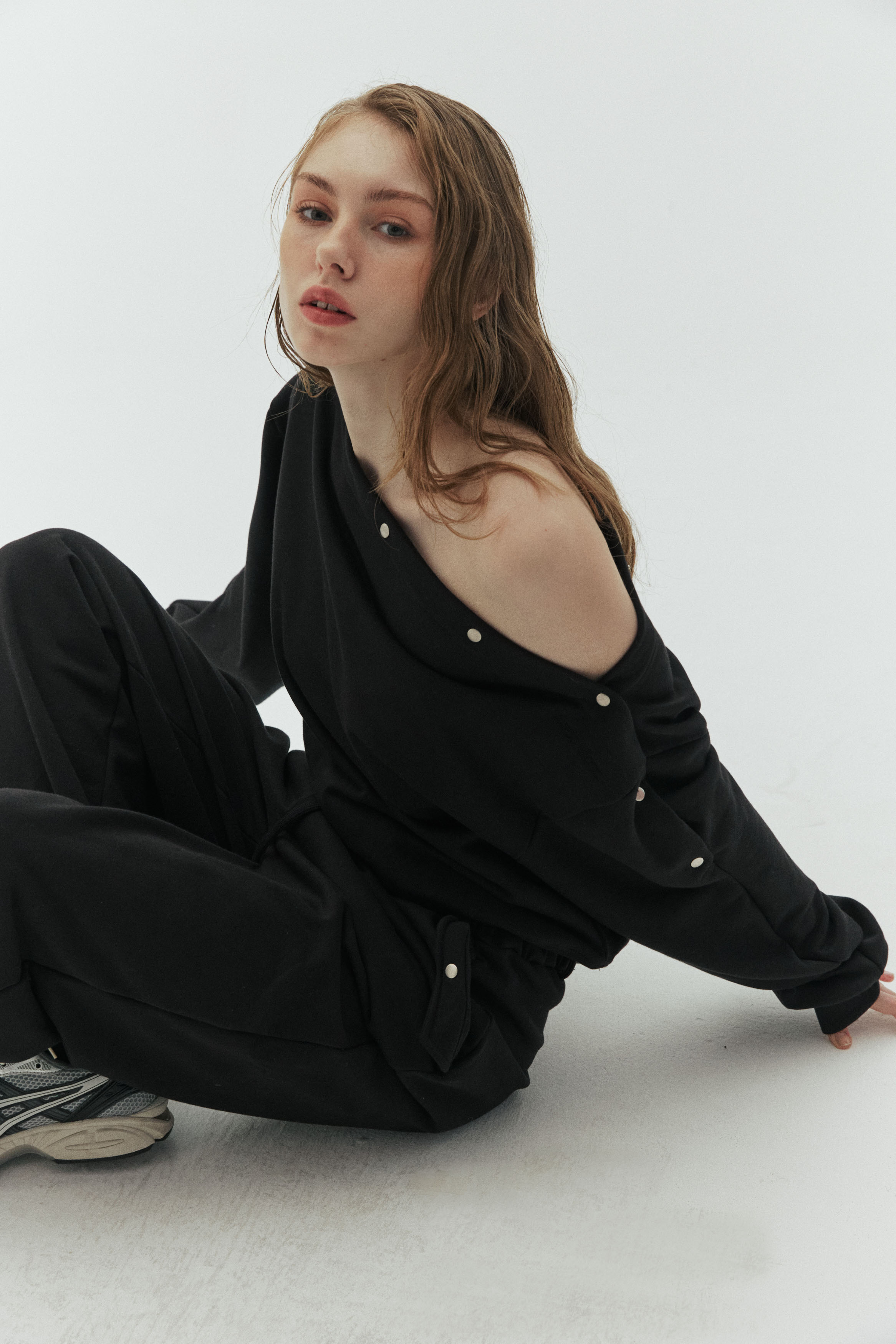 vintage snap sweatshirt (black)