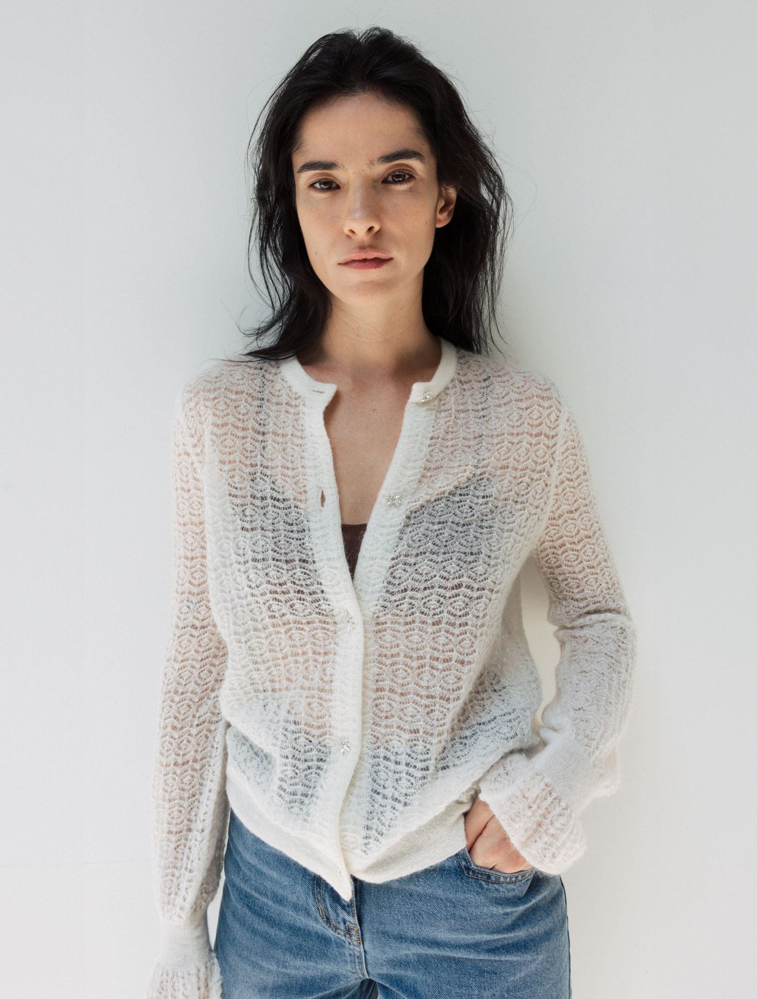 Mohair See-through Cardigan Set - Ivory | ファッション通販サイト NUGU