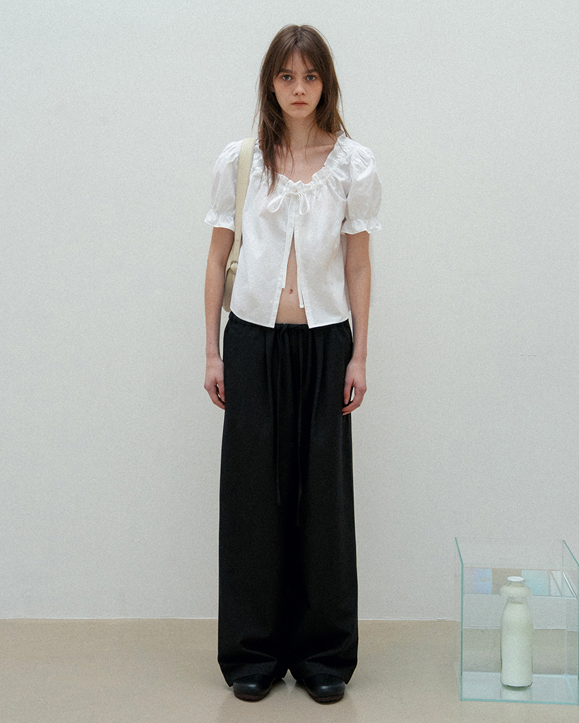 Moon Drawstring Pants Black