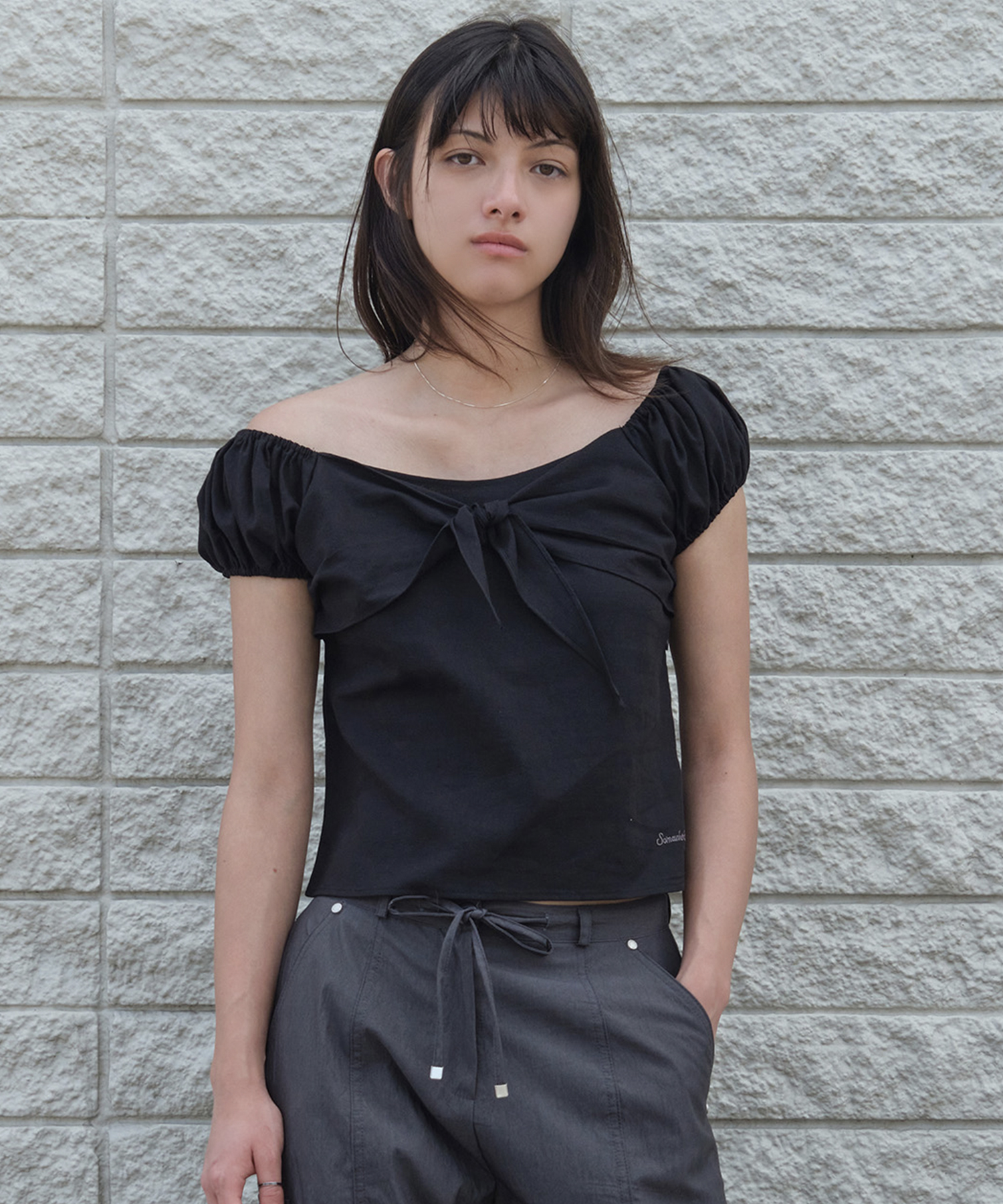 Muet Ribbon Blouse - Black