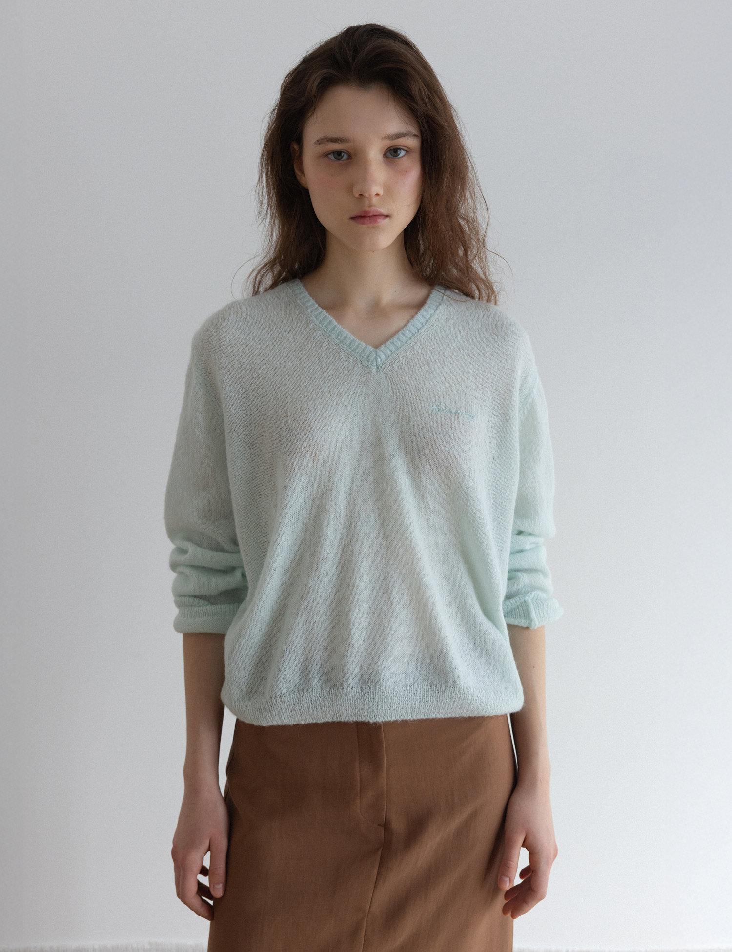 Mumu V-neck Knit (Pale Mint)