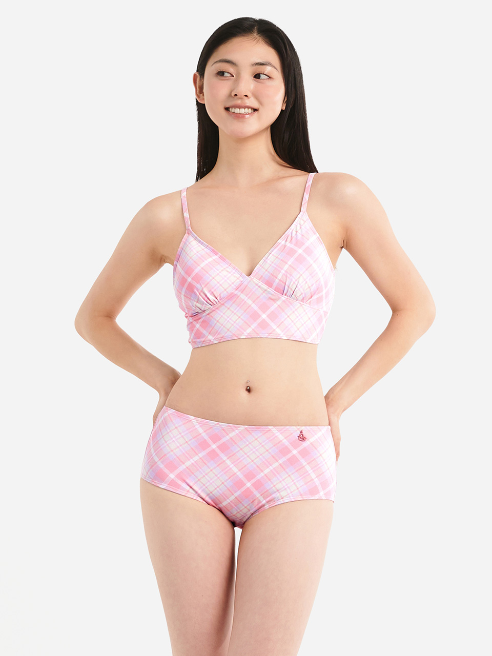 SUMMER BREEZE CHECK BIKINI SET LIGHT PINK