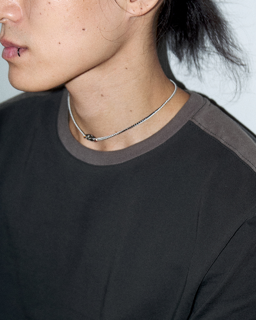 voice in bone metallic crochet necklace (bold) | ファッション通販