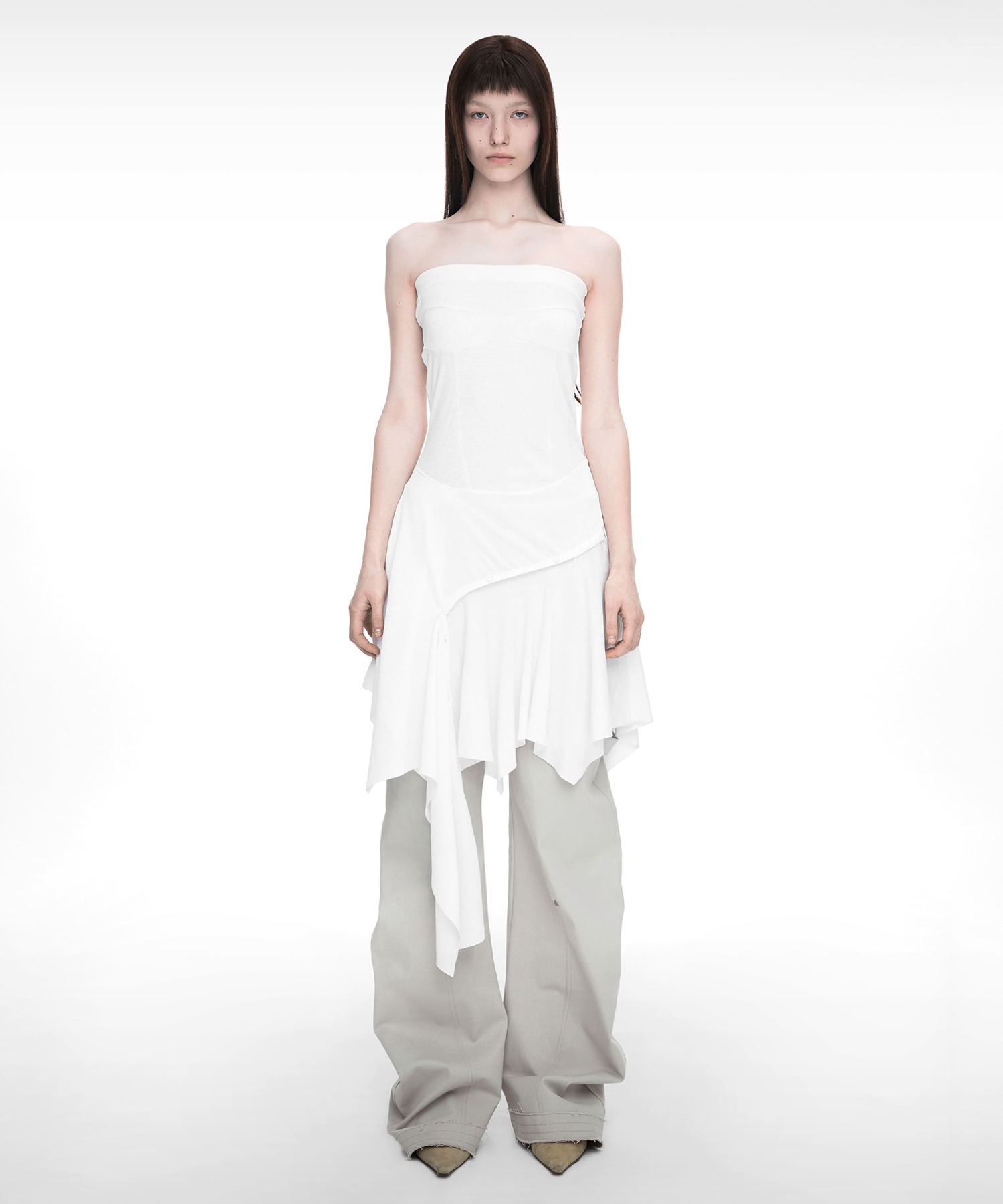 BUSTIER LAYERED DRESS IVORY