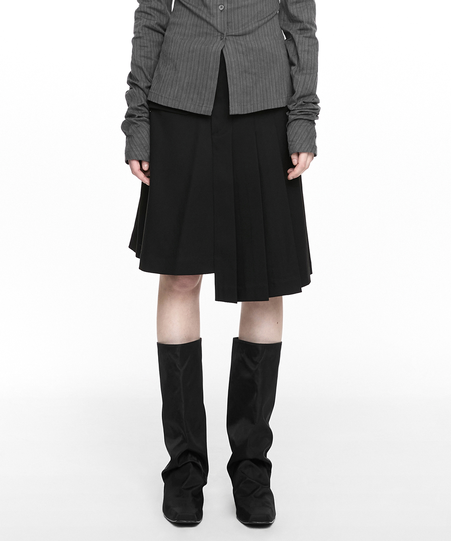 MAGNETIC PLEATED MIDI SKIRT BLACK | ファッション通販サイト NUGU