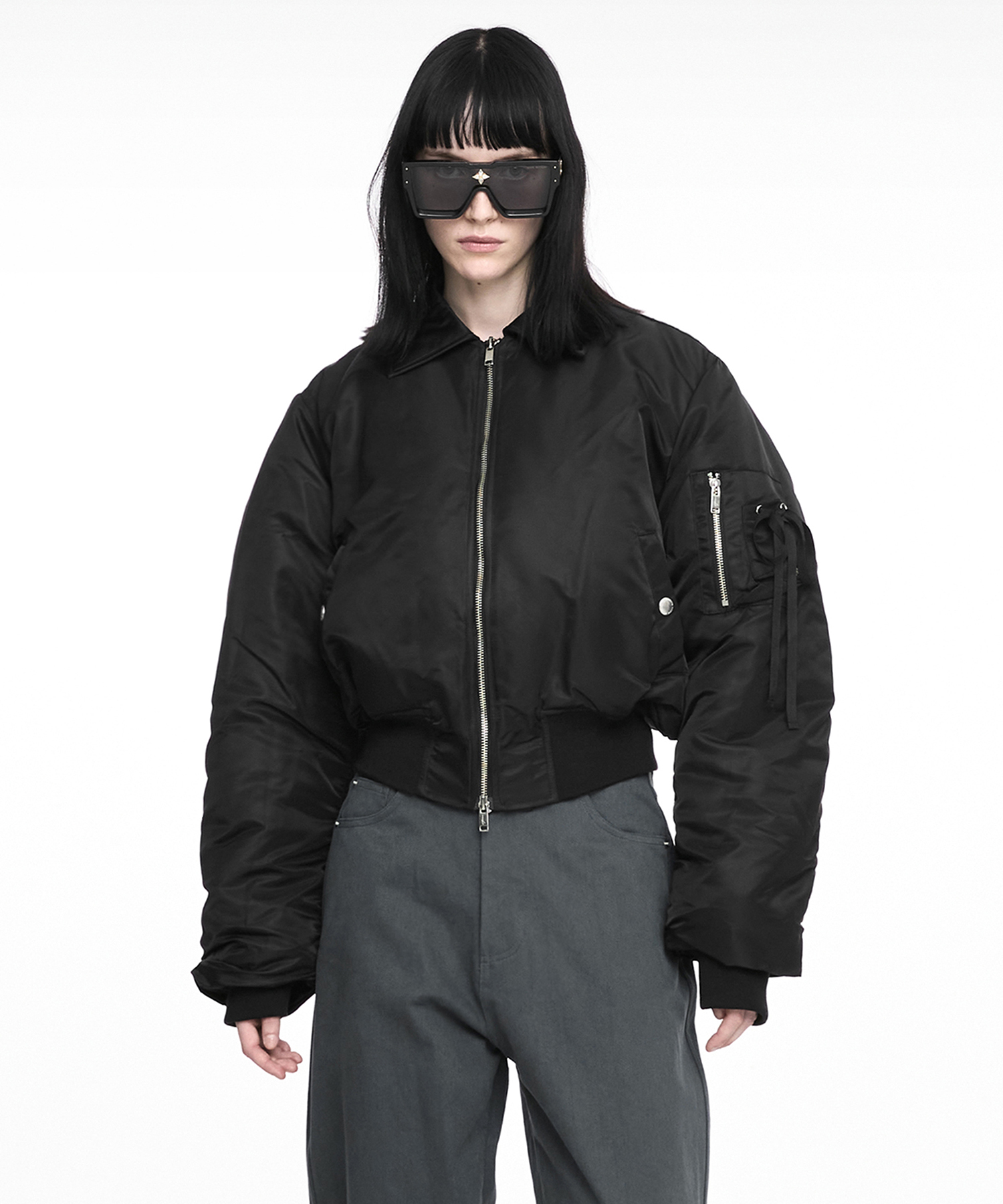 CROPPED BOMBER JACKET (UNISEX) BLACK | ファッション通販サイト NUGU