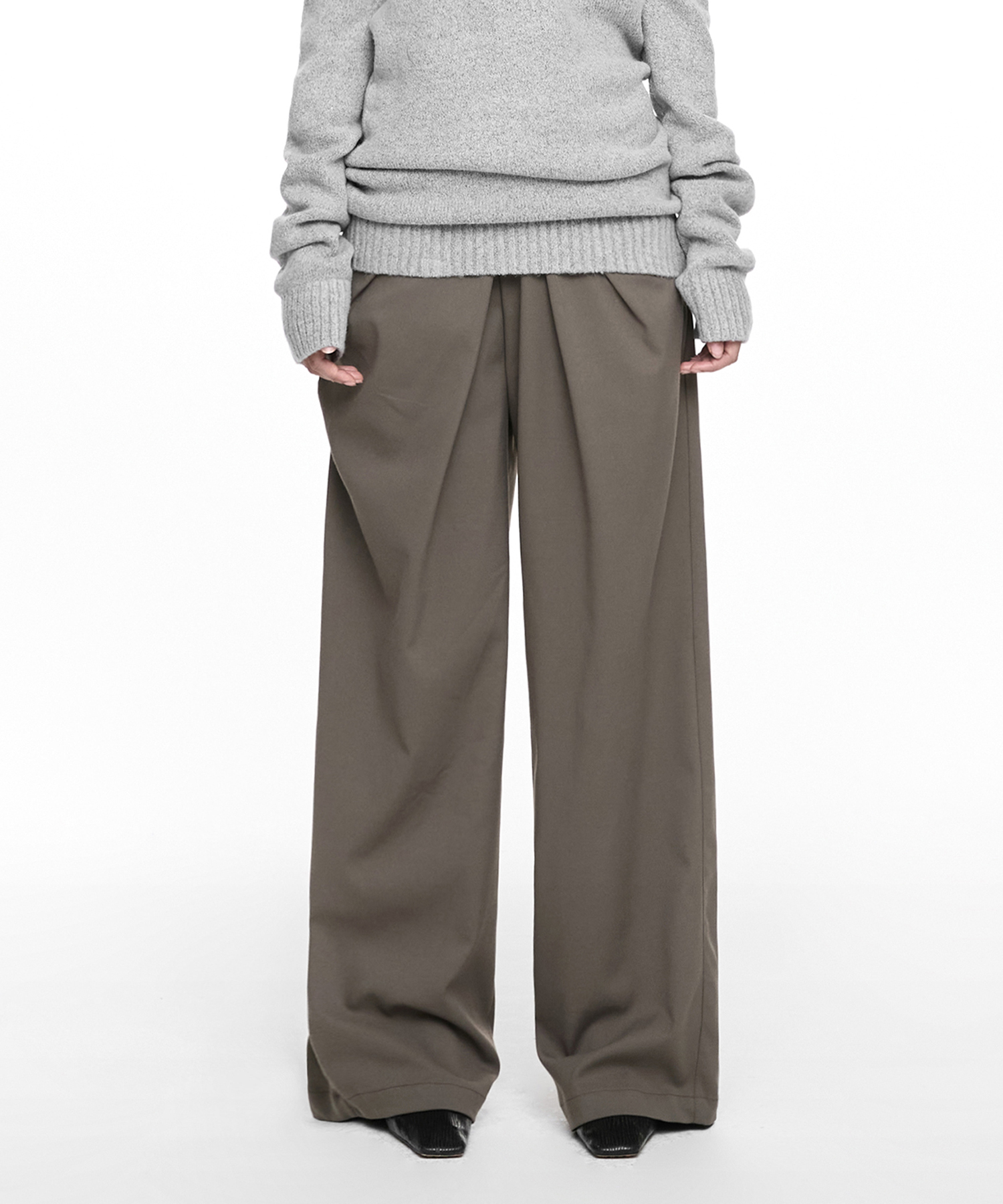 DRAPING WIDE PANTS (UNISEX) DUSTY BROWN