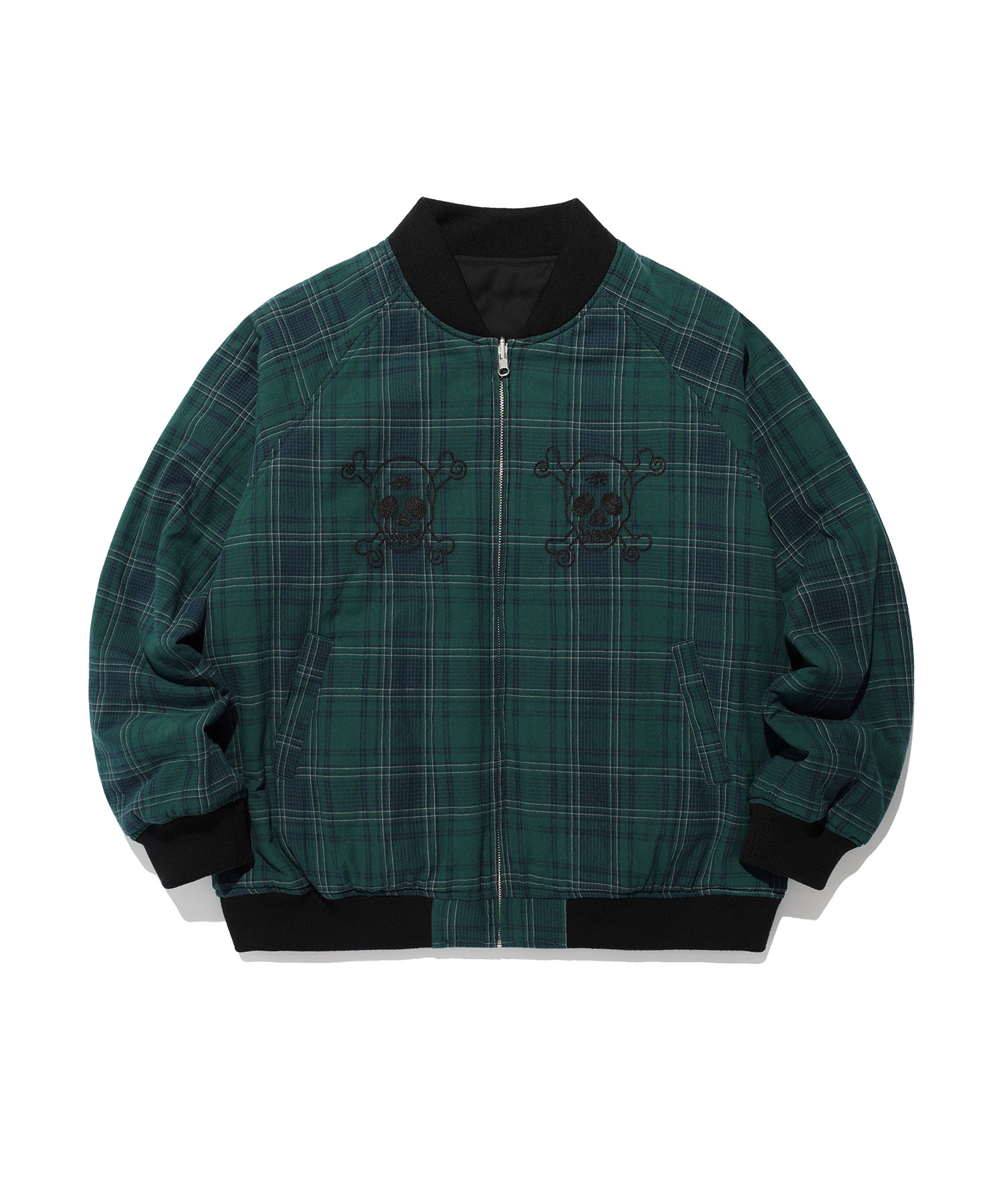 ブルゾン [NICEGHOSTCLUB]EMBOSSED LOGO WOOL LEATHER VARSITY JACKET_B embossed logo wool leather varsity jacket[black] - niceghostclub
