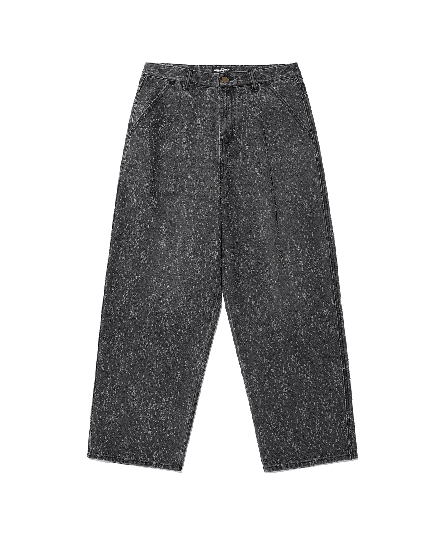 デニム・ジーパン Side line tutu damage washed denim banding wide pants black MUSINSA | SOME PLACE Side Line Tutu Damage Washed Denim