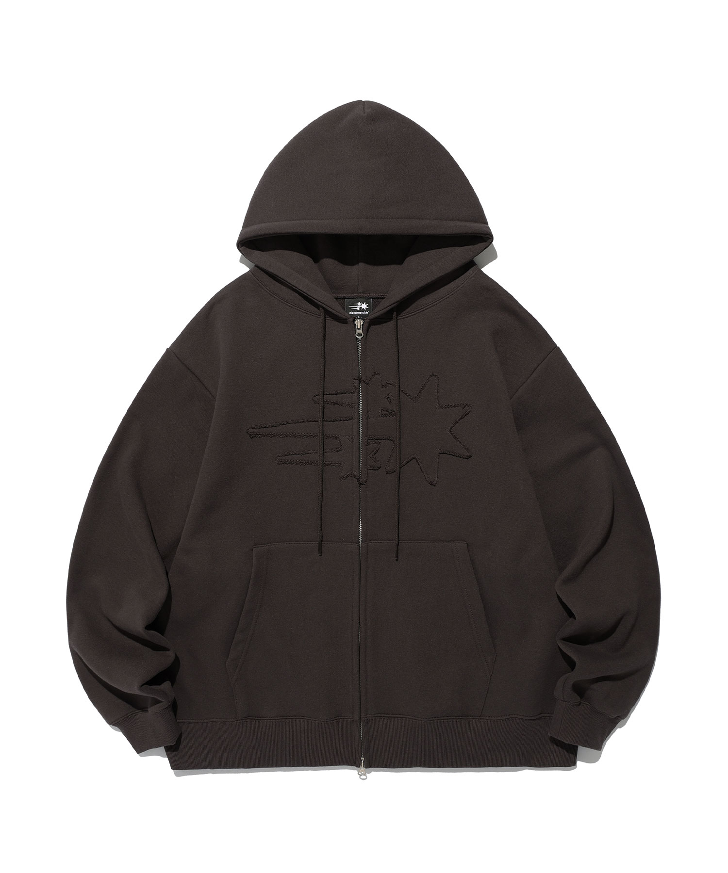 [K-POPアイドル着用] 3STAR LOGO ZIP HOODIE_BROWN(NG2EFUM480A)