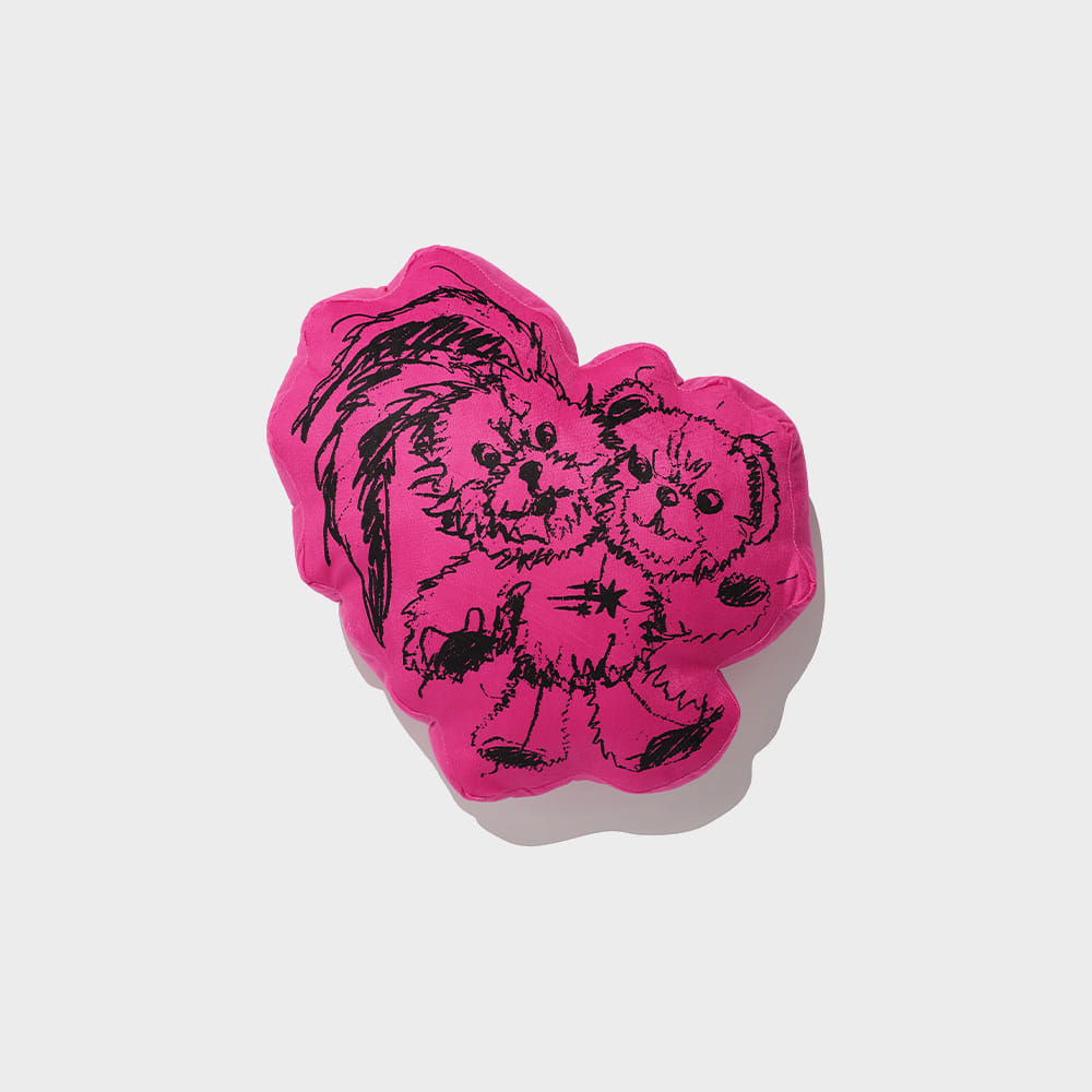 MAD DRAWING BUNNY BEAR CUSHION[PINK]