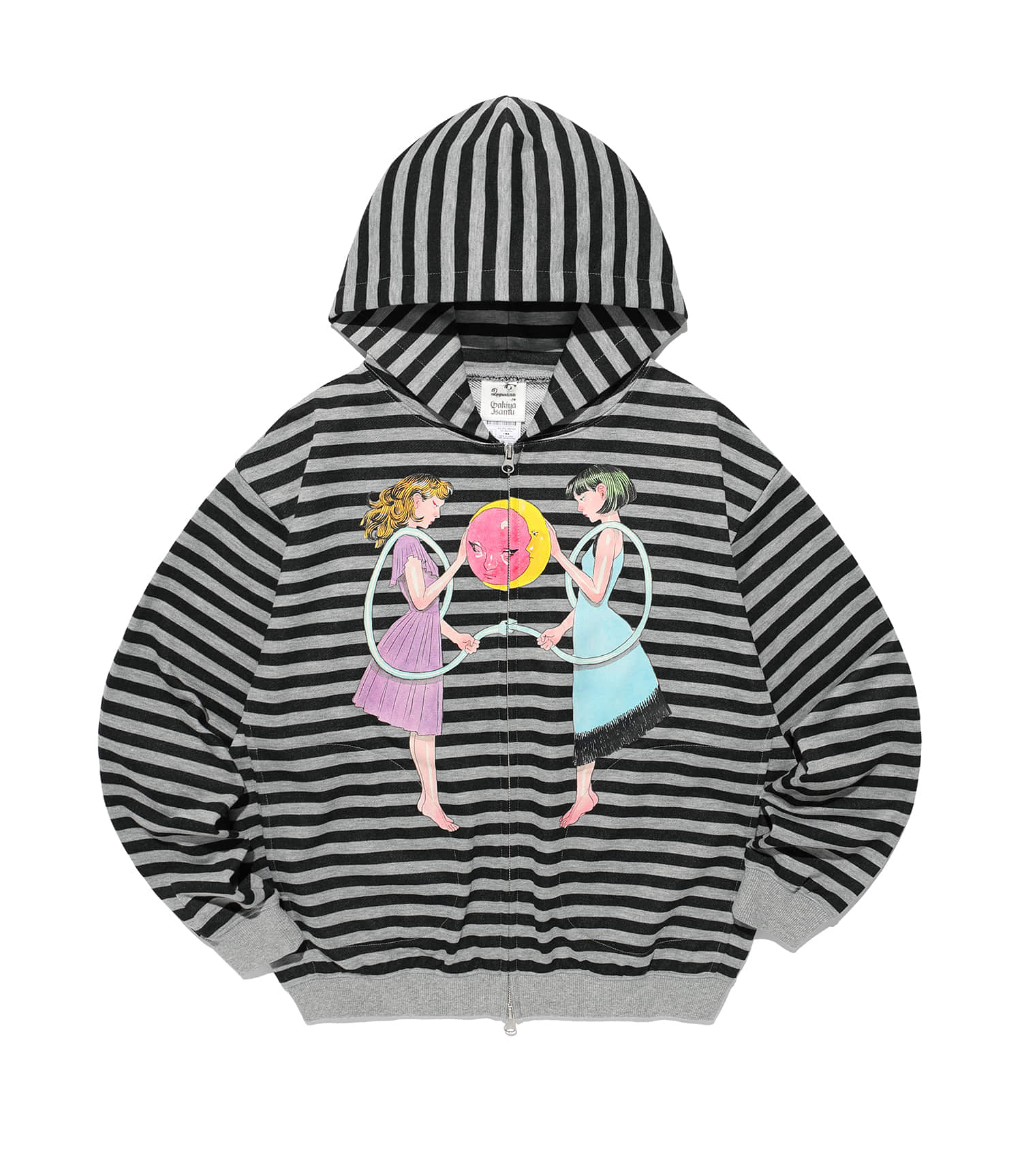 GAKIYA ISAMU STRIPE HOODIE ZIP UP[GREY]