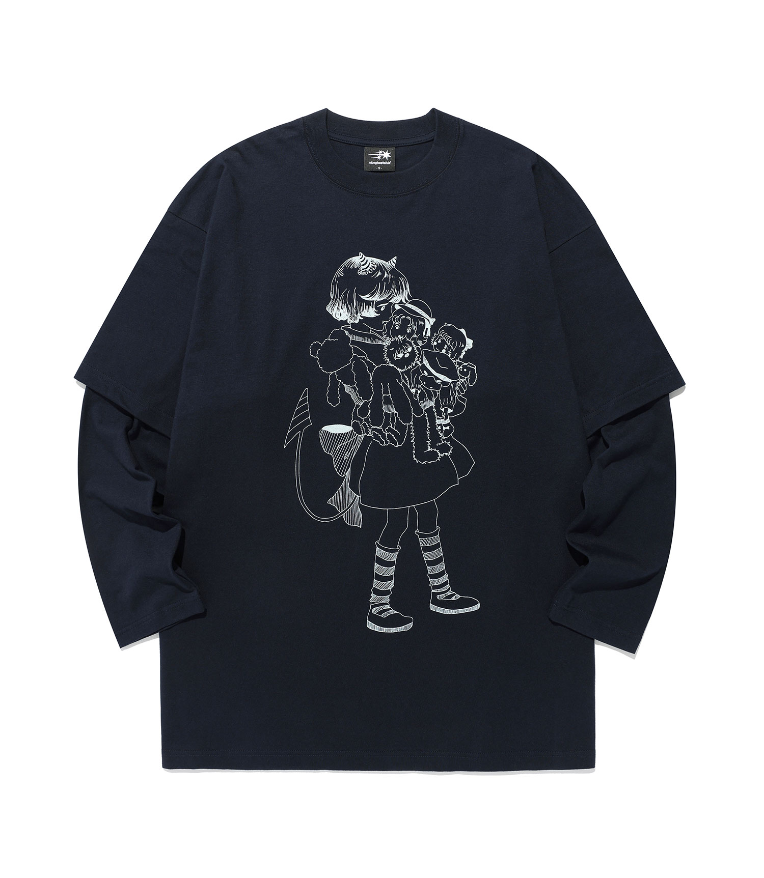 devil little girl layered big big l/s tee[navy]