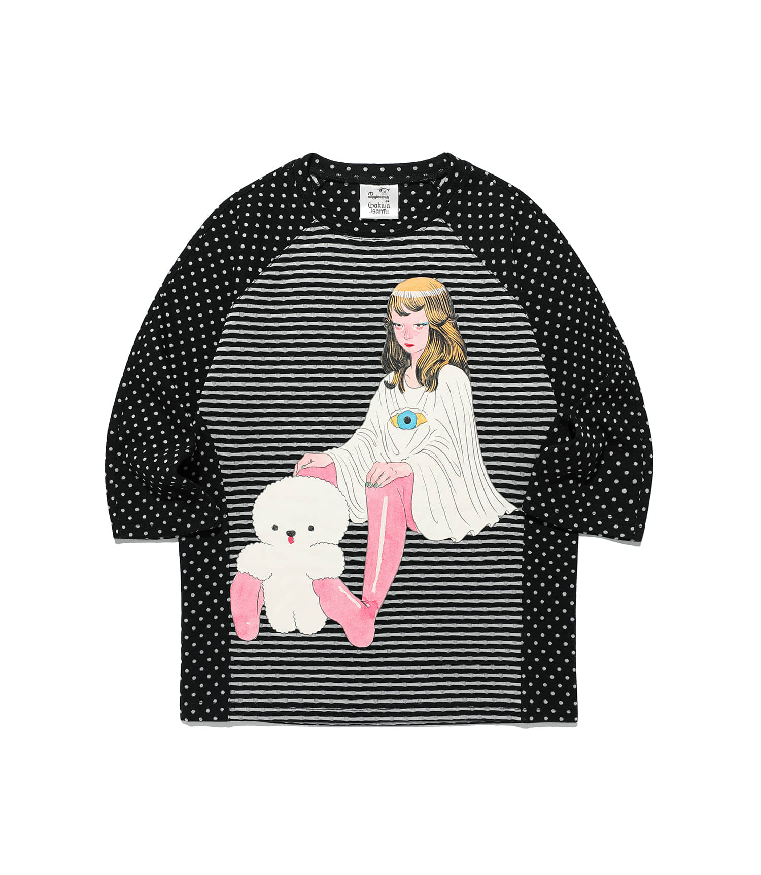 GAKIYA ISAMU STRIPE 3/4 SLEEVE TEE[BLACK]