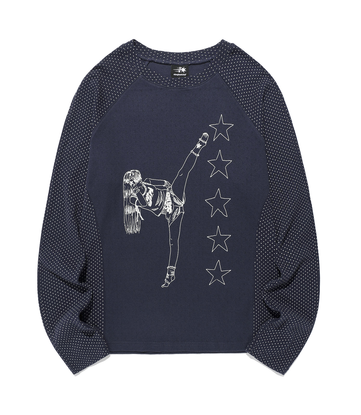 girl gang star slim l/s tee[navy]