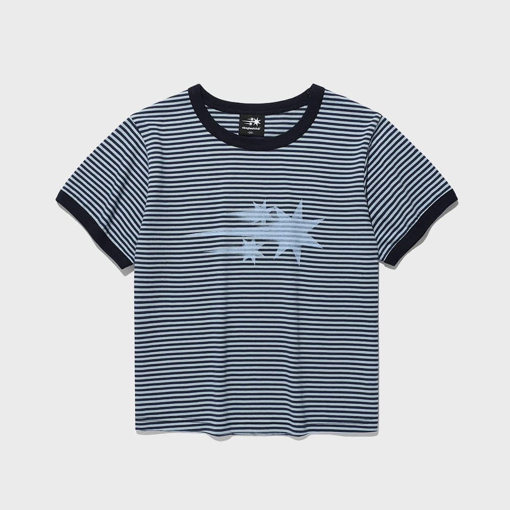 stripe rush 3star ringer crop tee[navy]