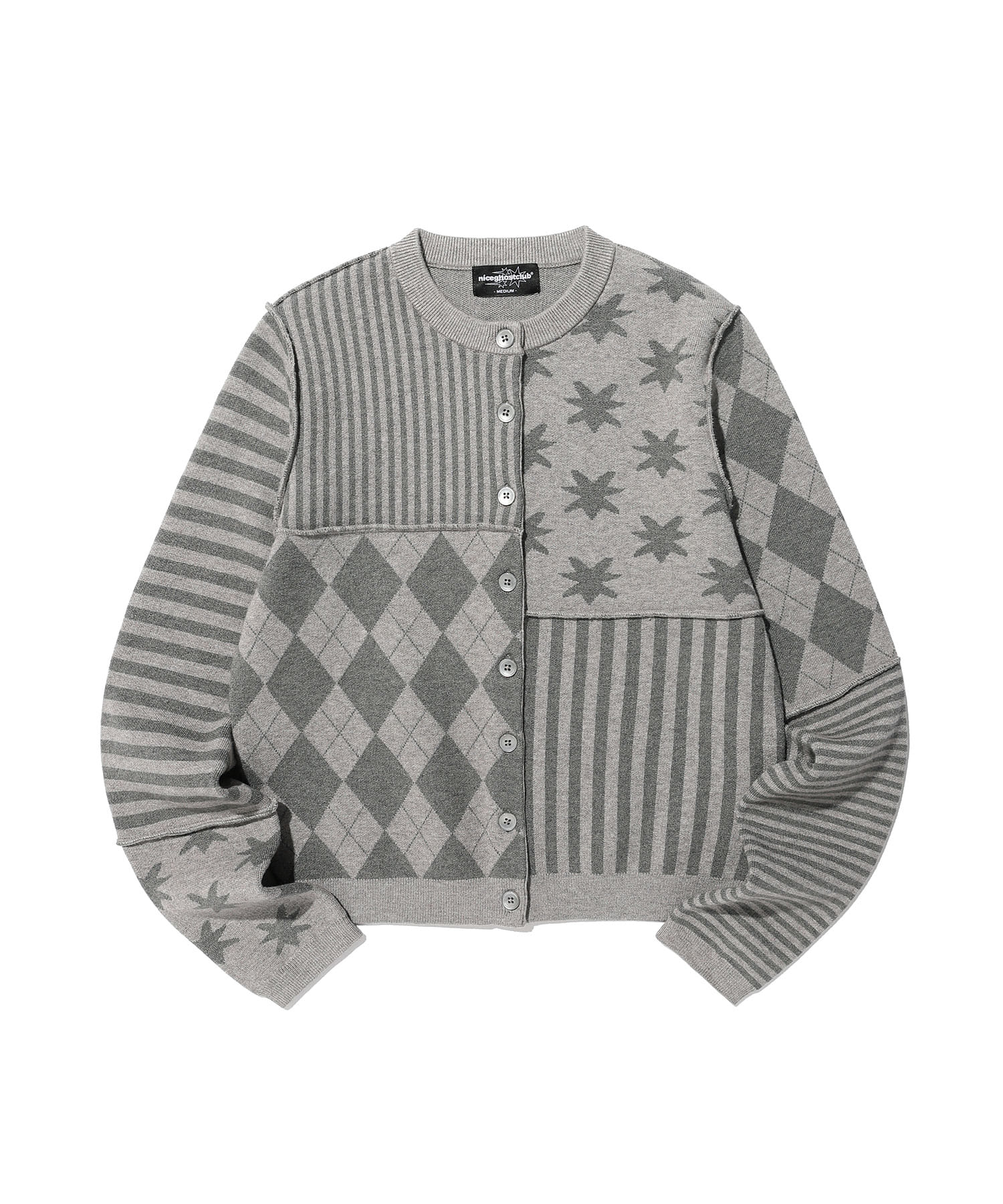 patchwork knit cardigan[grey]