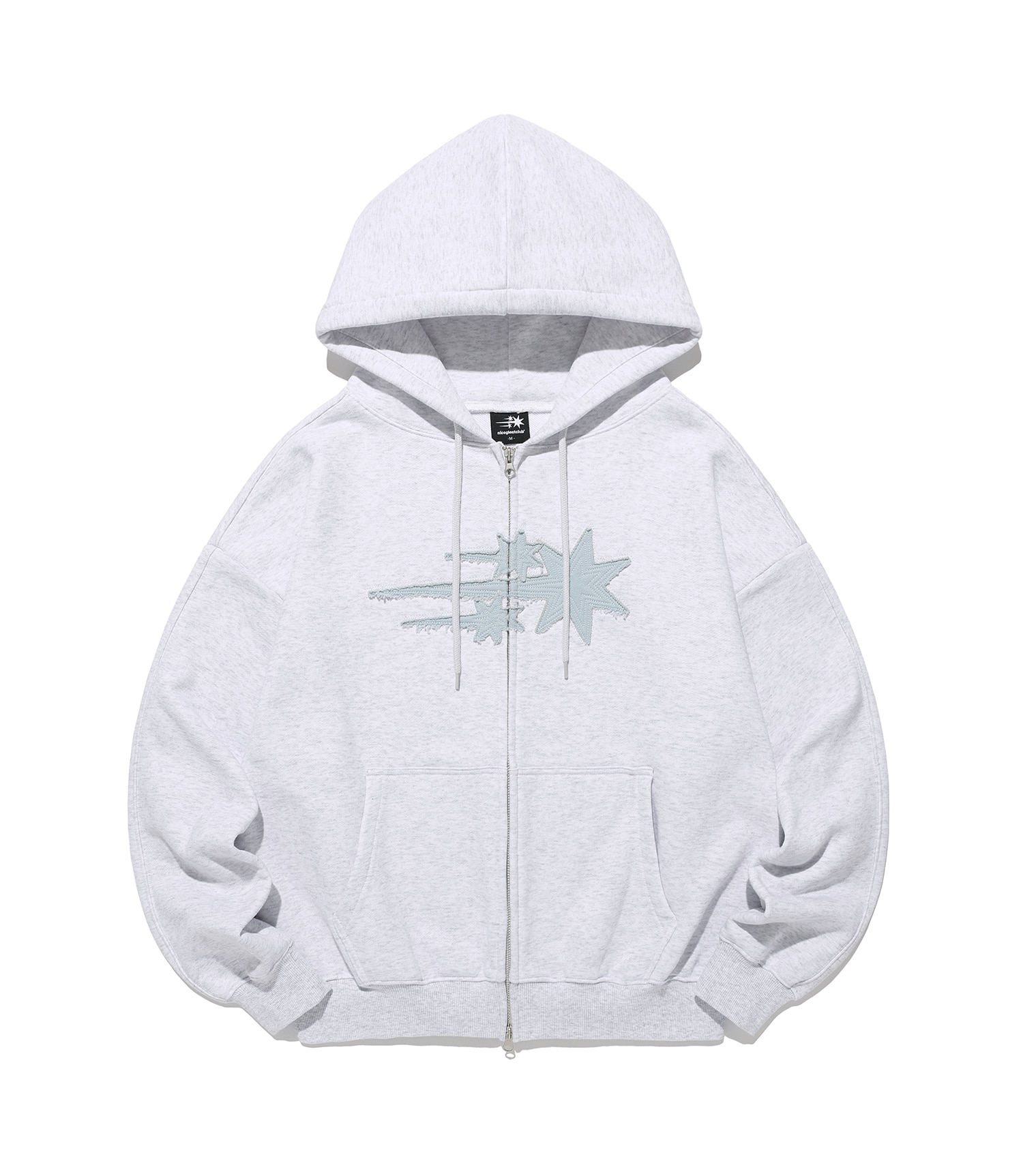 3STAR APPLIQUE HOODIE ZIP UP[LIGHT GREY]