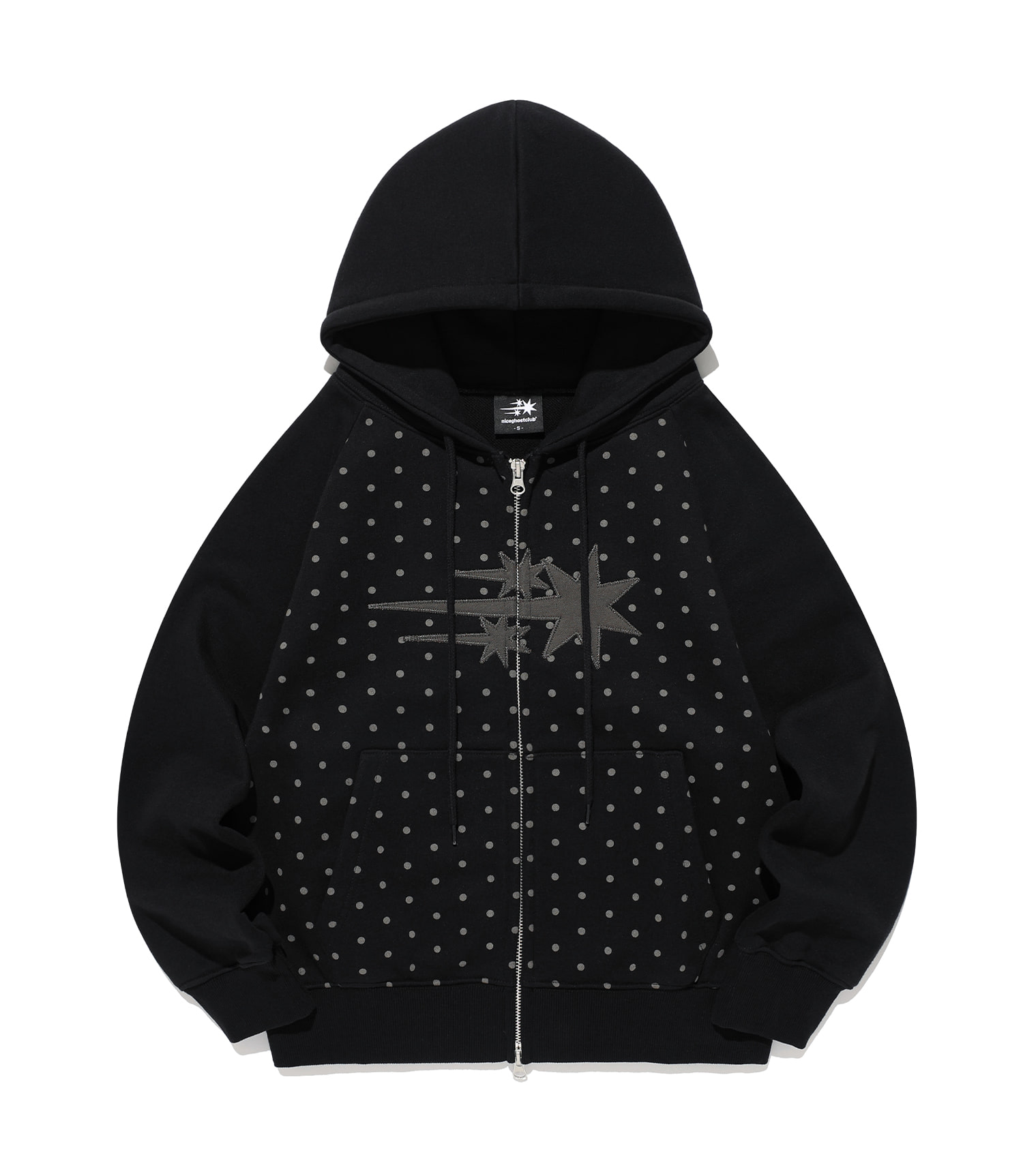 DOT 3STAR RAGLAN CROP HOODIE ZIP UP[BLACK]