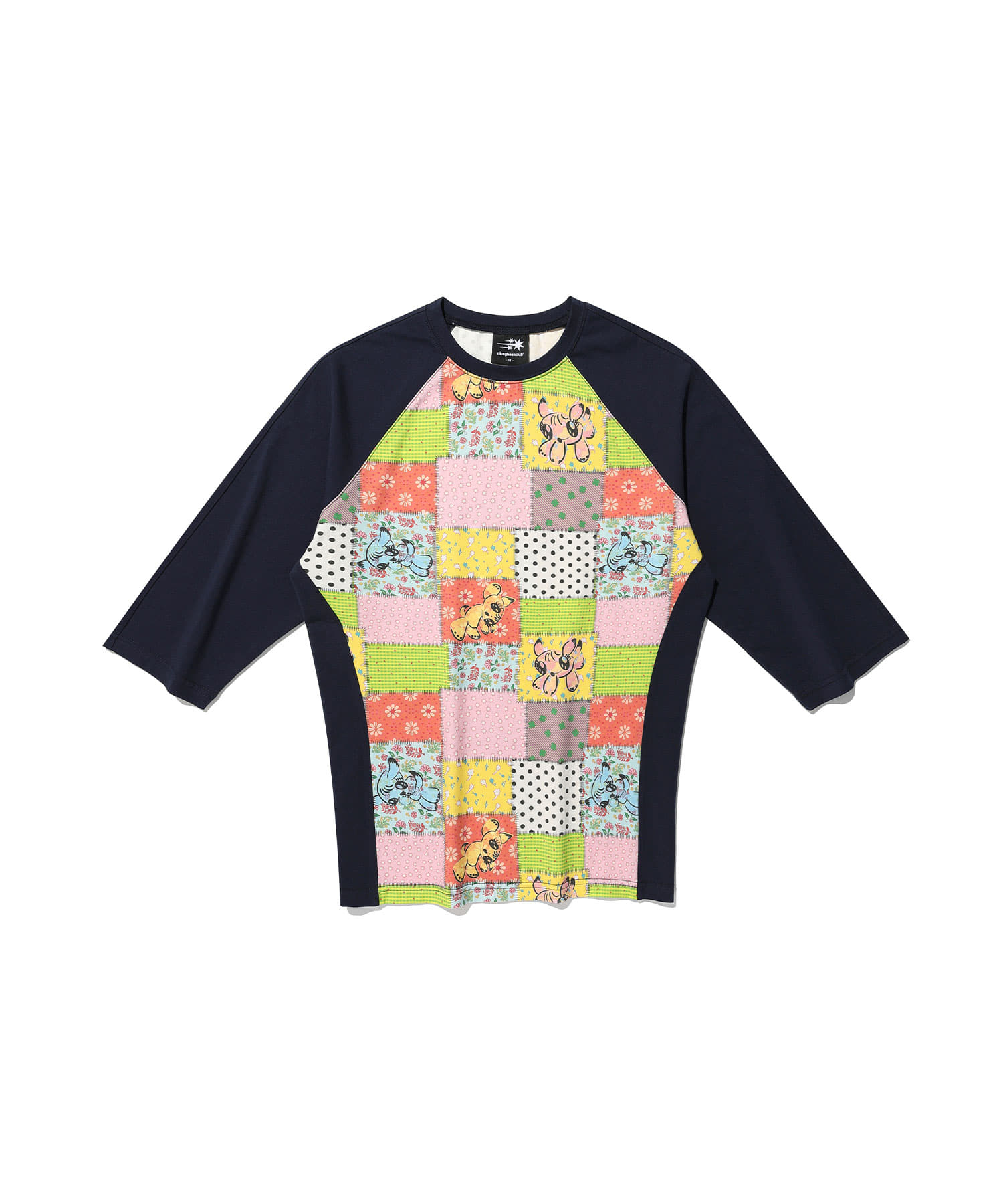 [3/30 pre-order]patchwork quilted printed 3/4 sleeve tee[multi]